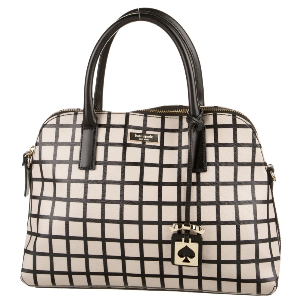 Kate Spade Rachelle Brightwater Drive Satchel in Cream/Black Plaid
